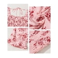 thumbnail image 5 of Womens Casual Summer Dresses Short Sleeve Square Neck Smocked Boho Floral Sundress Flowy A-Line Mini Dress Pink L, 5 of 6