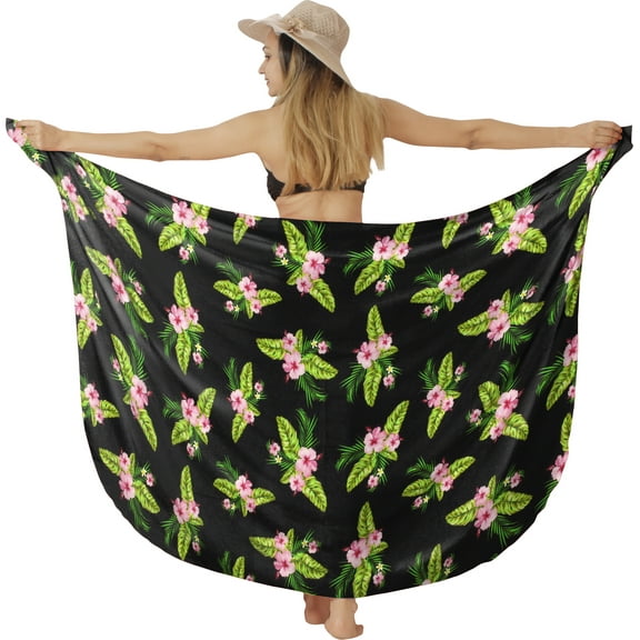 HAPPY BAY Women's Long Beachwear Pareos Swimwear Summer Wraps Cover ups Beach Bikinis Sarongs Skirt Swim Cover up Swim Coverups for Women One Size Black_A322