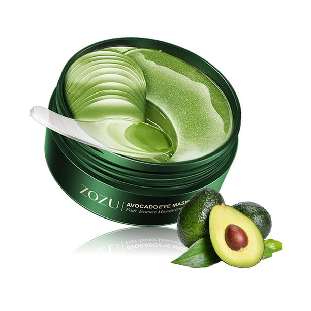 Mascarilla para ojos de aguacate, 60 unidades, parches debajo de los ojos para ojeras e hinchazón, mascarilla hidratante nutritiva para el tratamiento de los ojos, hidratante y mejora la sequedad de l