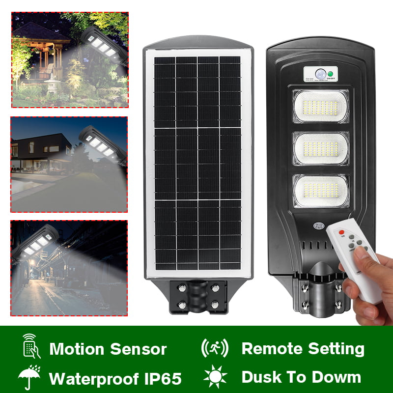 900W LED Solar Street Wall Light Outdoor PIR Motion Sensor Lamp Remote Control 