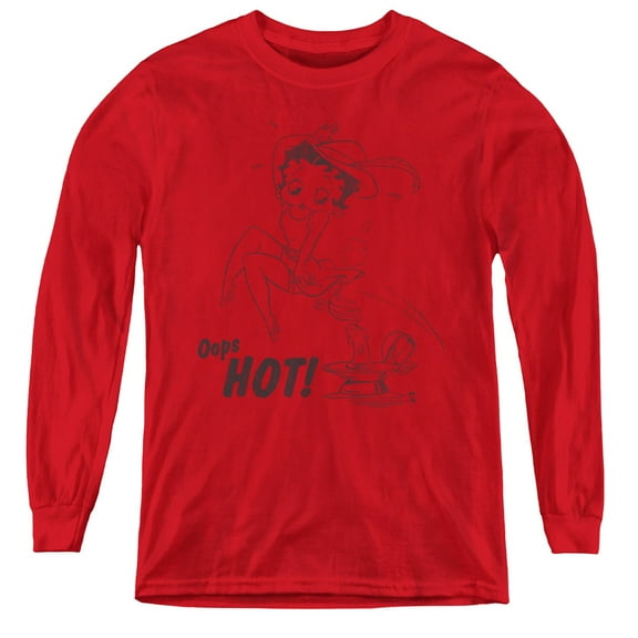 Betty Boop Nimble Betty Youth Long Sleeve T-Shirt Tee Red