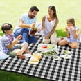 thumbnail image 4 of GZHJMY White Black Plaid Large Picnic & Outdoor Beach Blanket, Waterproof Foldable Sandproof 3-Layer Picnic Mat for Camping,Hiking,Travel,Park,Concerts,78"X 78", 4 of 6