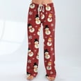 thumbnail image 6 of WTOBBY Women's Fashion Loose Fit Christmas Snowman Print Pajama Pants, Casual Sleepwear with Drawstring Elastic Waist, Comfortable Straight Leg for Yoga and Lounge,Red S, 6 of 7