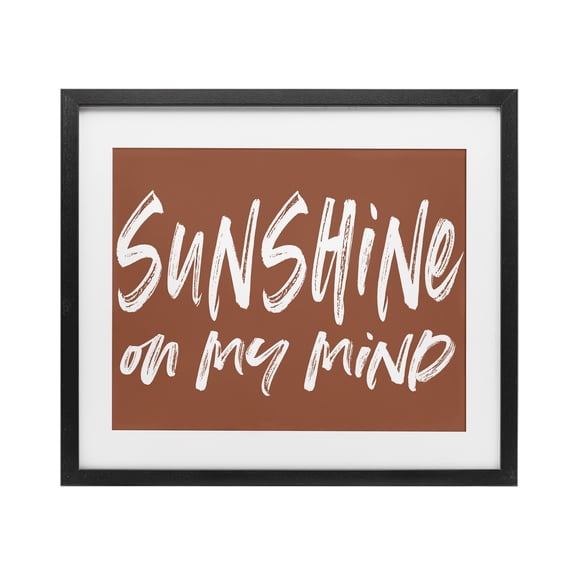 Sunshine State Of Mind Brown Black Framed Print Under Glass, design by Lettered and Lined