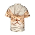 thumbnail image 3 of Balery Sleeping Cat In Blanket Print Men's Hawaiian Shirts Short Sleeve Beach Shirt Relaxed Fit Vacation Button Down Shirts-Small, 3 of 9