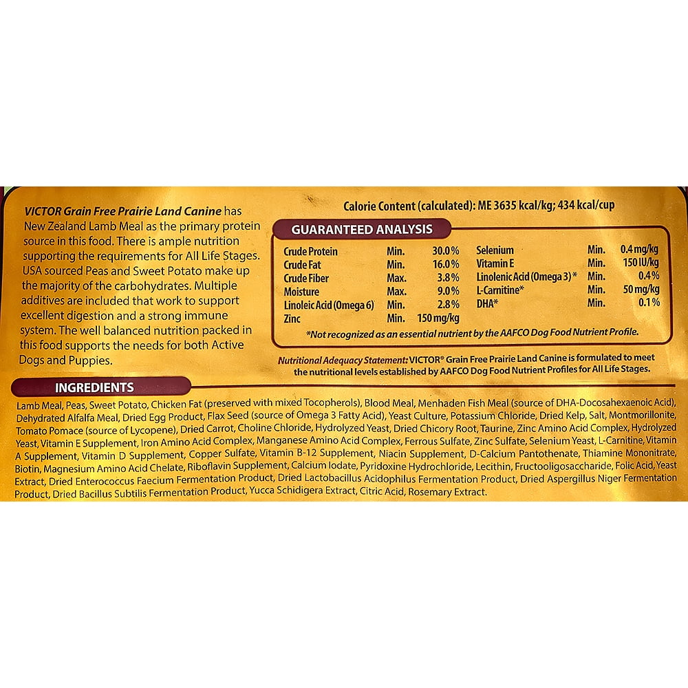 Victor Grain-Free Prairie Land Lamb Dry Dog Food, 30 lb