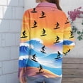 thumbnail image 6 of Minjewel Women's Hawaiian Shirt Long Sleeve Button Down Casual Blouse with Collar and Tropical Print for Women's Fashion Office Weekend Outfit,Saffron,M, 6 of 6