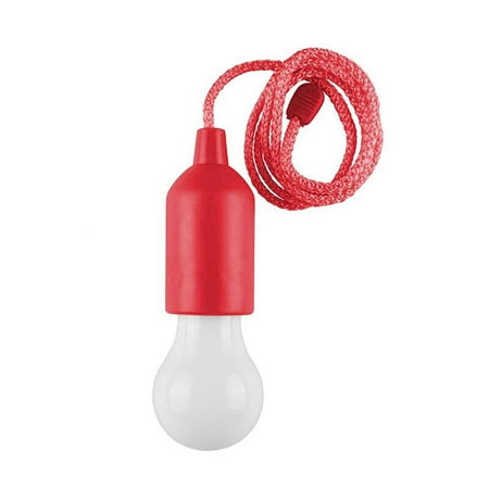 

FONTA LED Hanging Light Bulb Battery Powered Colorful Pull Cord Bulbs (Red)