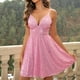 thumbnail image 4 of Gibobby Vestido sexy para fiesta Vestido de cóctel de lentejuelas elegante y sexy con pliegues y correas para la fiesta de noche de las mujeres(Rosa,XL), 4 of 4
