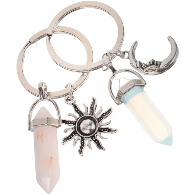 2pcs Exquisitos Llaveros Llaveros Llaveros de Metal Llaveros en forma de Sol y Luna