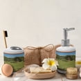 thumbnail image 4 of Ambesonne Garden Art Soap Dispenser & Toothbrush Holder Set, Window to Fresh Backyard, 2 Pcs, Olive Green Redwood, 4 of 6