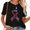 Black, variant on Womens Breast Cancer Fight Cancer Ribbon Round Neck T Shirt Black