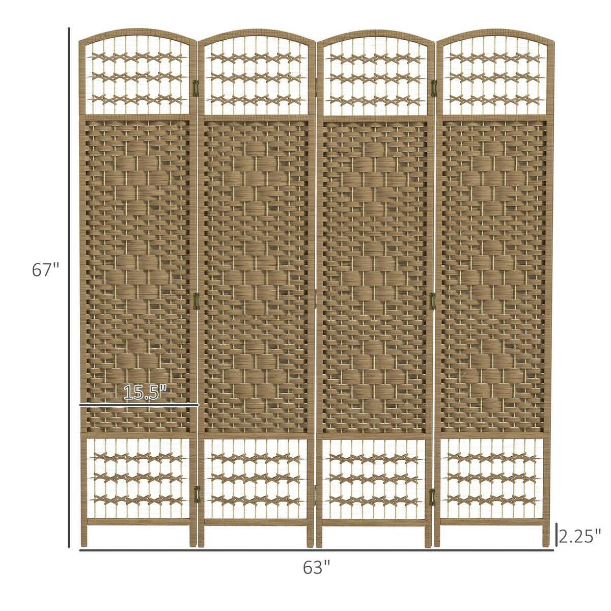 Spaco 4 Panel Folding Room Divider, Portable Privacy Screen, Wave Fiber Room Partition for Indoor as Living Room, Bedroom, Natural