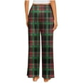 thumbnail image 4 of Aboser Red and Green Plaid Pajama Pants for Women Christmas Funny Sleep Pants Plus Size Wide Leg Loungewear Soft High Waist Pj Buttoms with Pockets, 4 of 7