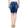 thumbnail image 3 of 2Luver, Women's, Stretchy 5 Pocket Mid-Rise Solid Color Classic Skinny Bermuda Shorts, Navy, 1, 3 of 3