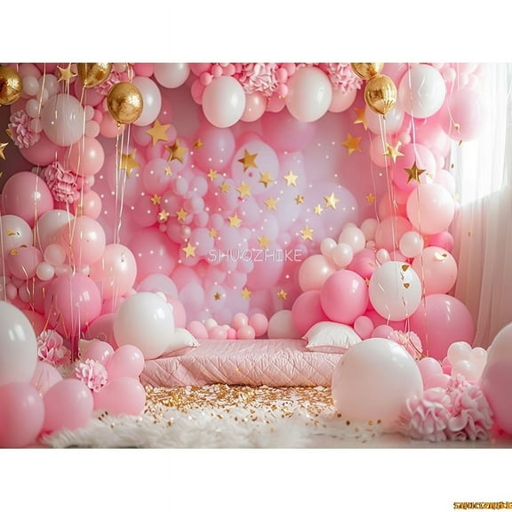 Baby Room Happy Birthday Photography Backdrops Props Newborn Party ration Balloons Arch Floral Theme Photo Background QQ-12