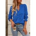 thumbnail image 3 of FreshPretty Women's Long Sleeve Shirts Button Down Dressy Casual Blouses V Neck Embroidery Hollow Out Tops Fall Winter Clothes, 3 of 9
