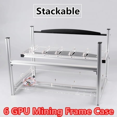 Aluminum Open Air Mining case Miner Rig Case Frame Stackable USB Interface For 6 GPU ETH BTC Ethereum Coin Crypto-currency Without