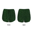 thumbnail image 5 of Lsque Emerald Green Sparkling Printed Women's Running Shorts with Liner Pockets,Elastic Quick Dry Workout Athletic Gym Yoga Shorts,Womens High Waist Shorts-, 5 of 9