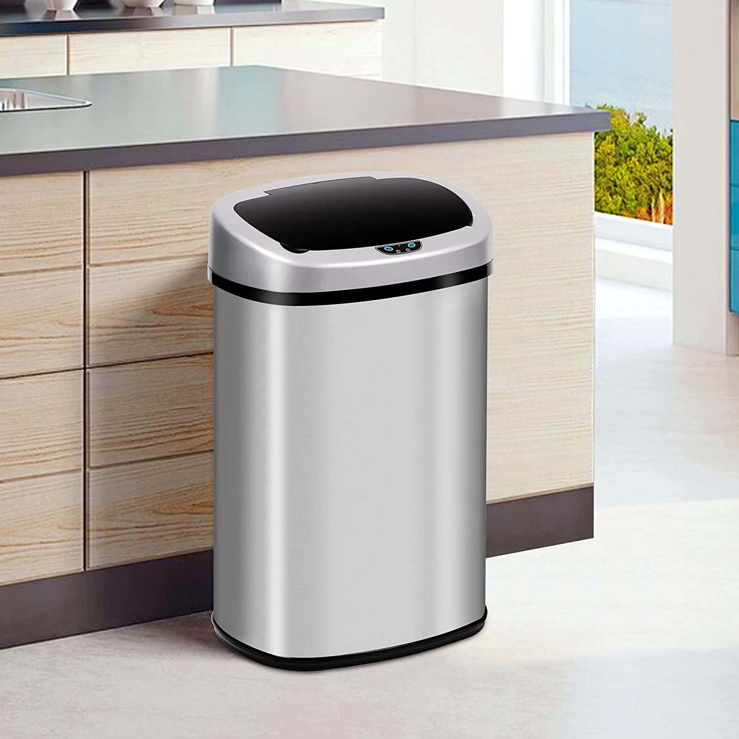YRLLENSDAN 13 Gallon Kitchen Trash Can with Lid Auto Open, TouchFree