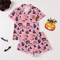 thumbnail image 2 of Girls Suit Printed Short Sleeve Cute Trendy Daily Halloween for Girls Sport Soft Kids Lovely Shorts Set, 2 of 5