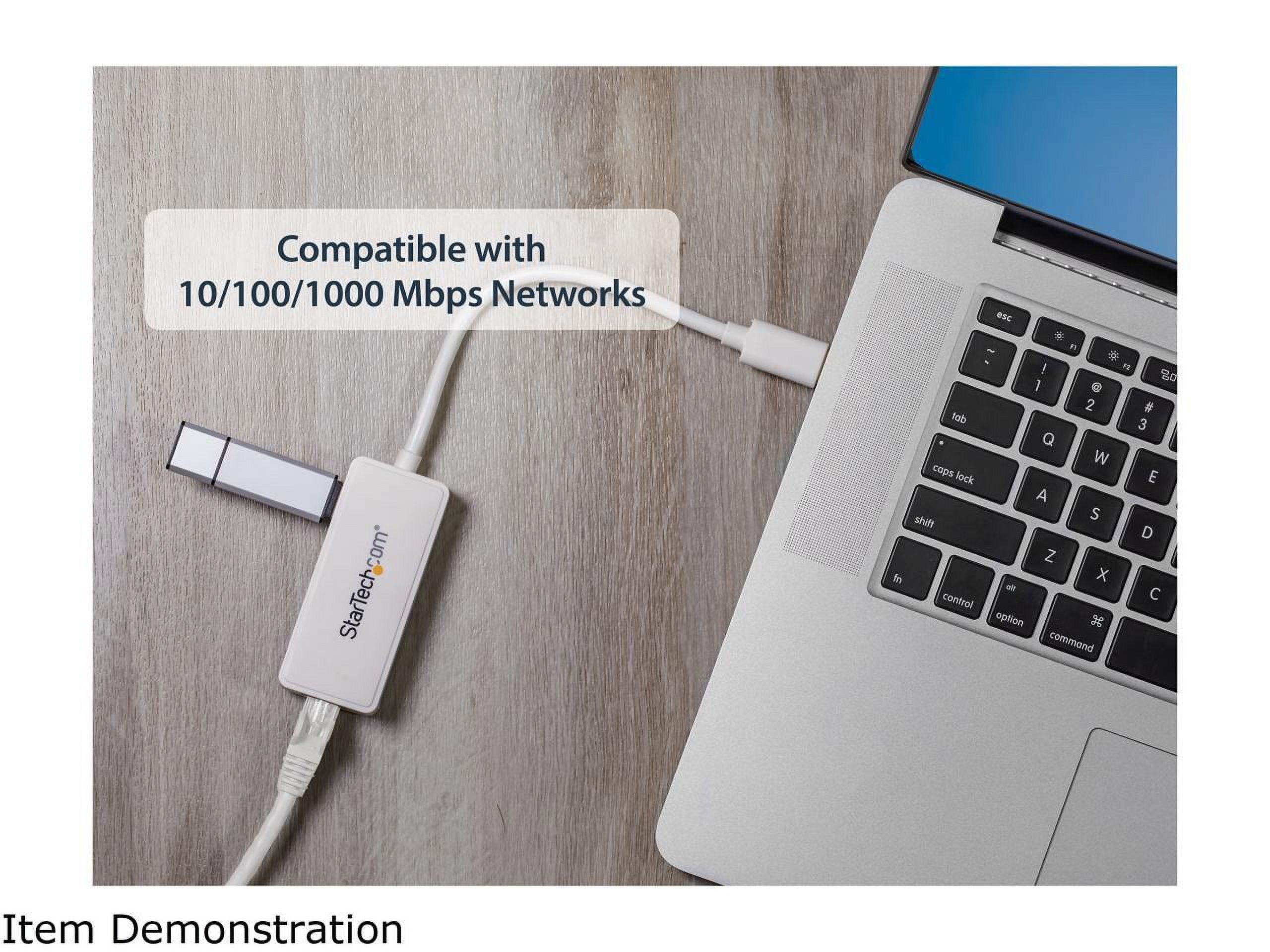 StarTech USB31000SPTW USB 3.0 to Gigabit Ethernet Adapter NIC w/ USB Port - White - image 4 of 6