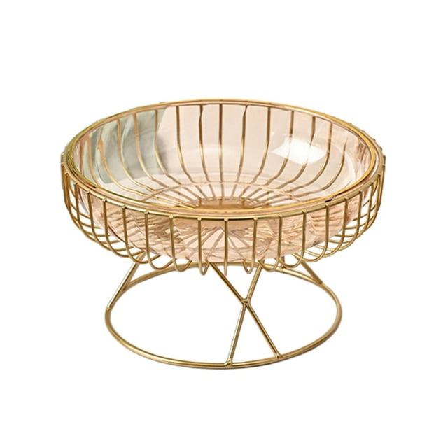 Rongfmy Iron Wire Fruit Serving Bowl Storage Creative Vegetable Stand Holder for Outdoor Yellow M