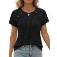 thumbnail image 3 of Women'S Short Sleeve Shirts Business Casual Blouses Dressy Work Tunic Top Sweaters Fashion Clothes Black XXL, 3 of 7
