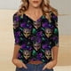 thumbnail image 2 of TaTaai Women's Fashion Christmas Printed Loose Casual V Neck With Three Quarter Sleeves And 3/4 Sleeves T-shirt Pullover Top Gift, 2 of 5