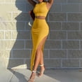 thumbnail image 2 of Birdeem Woman Spring Summer Solid Casual Round Neck Sleeveless Dress Solid Two-Piece Set, 2 of 6