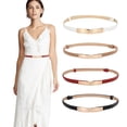 thumbnail image 6 of Women Belts Fashion for A Jumpsuit Fashion Waist Belt Women Leather Belts with Gold Buckle for Dress Pants Skinny Belts for Women Dresses Fashion Thin Belts for Women Silver Buckle,White, 6 of 7