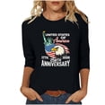 thumbnail image 4 of Lazyguy United States 250th Anniversary T-Shirts Women Graphic Printed Loose Blouses O-Neck Three-Quarter Sleeves Pullover Shirts for Festival Fourth of July S-4XL Wine, 4 of 9