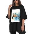 thumbnail image 4 of Plus Size Shirt for Women Black Tops for Women Short Sleeves Shirt for Women Turtle T Shirt Crewneck Shirt for Women XL, 4 of 5