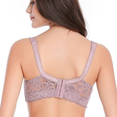 

Ichuanyi Women Yoga Sports Front Closure Extra-Elastic Breathable Lace Trim Bra Underwear