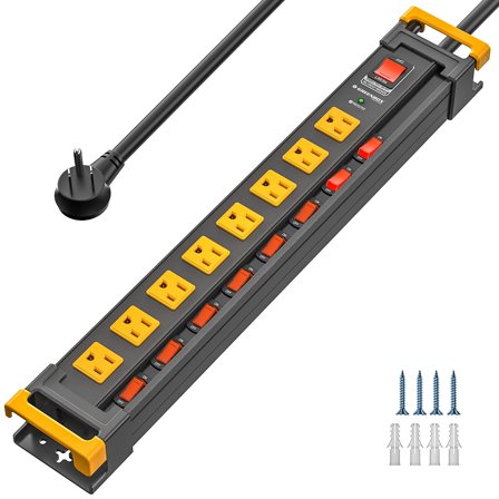 Heavy Duty 8 Outlet Surge Protector Power Strip with Individual Switches