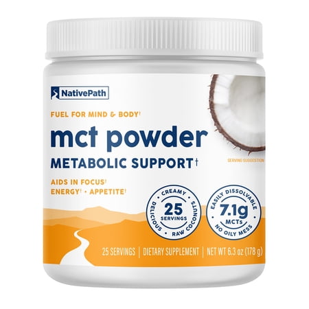 NativePath MCT Oil Powder, 5g C8 & C10 from Coconut, Keto Creamer for Coffee & Smoothies, Unflavored, 25 Servings