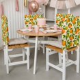 thumbnail image 3 of Oranges Fruit Chair Covers Set of 8 Green Leaf White Flowers Beige Background Chair Back Covers Stretch Removable Washable Slipcovers Protector for Dining Room Kitchen Party Decor, 3 of 9