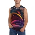 thumbnail image 1 of Fotbe Colorful Abstract Wave Motion Men's Camiseta sin Mangas Estampada para Hombres, Playera Casual para Gimnasio, Entrenamiento, Playa-Small, 1 of 7