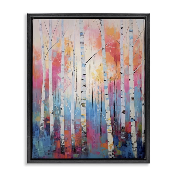 Stupell Industries Contemporary Modern Hue Birch Forest Black Floating Frame Canvas Art, 17 x 21, by Gina Kelly