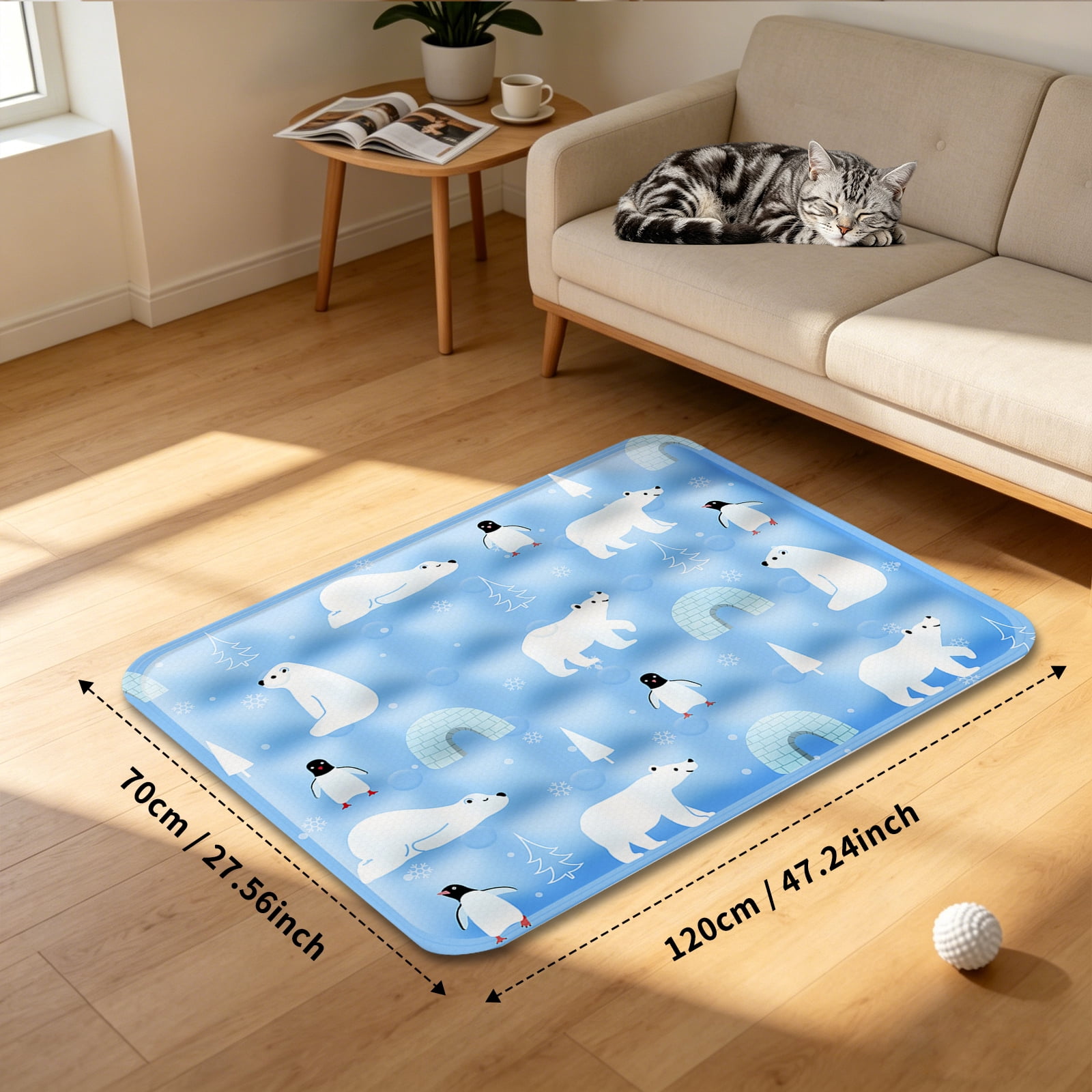 Pet Cooling Mat, Instant Cool Gel Pad for Dogs & Cats, Summer Instant Chill No Refrigeration, Portable Reusable Sleeping Bed (70*120cm/27.56*47.24in)