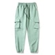 thumbnail image 4 of Pantalones largos estilo cargo para hombre, informales, holgados, con bolsillos y cordón, para ejercicio al aire libre, de poliéster., 4 of 8
