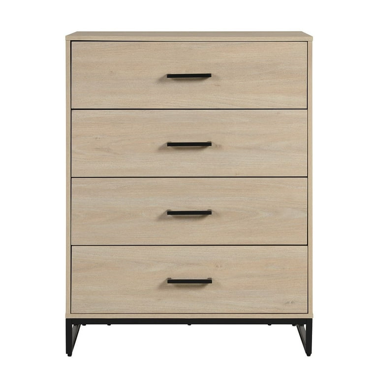 Mainstays Industrial 4 Drawer Dresser Bedroom Beige Oak