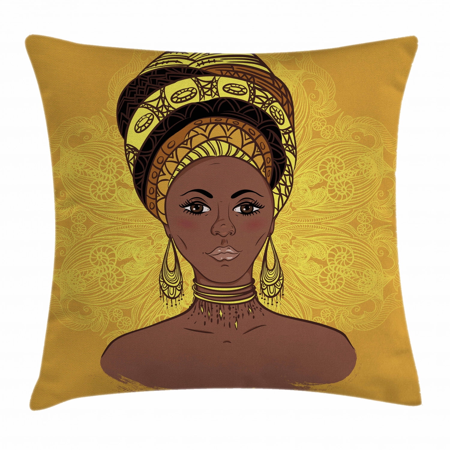 African Woman Throw Pillow Cushion Cover Tribal Woman Portrait In