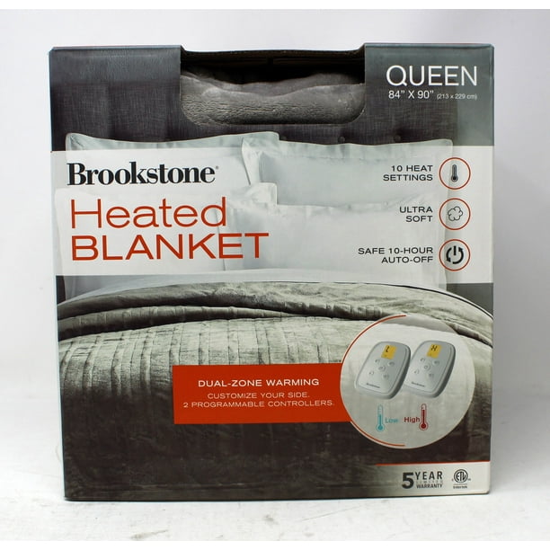 Brookstone DualZone Warming Heated Blanket Queen Gray