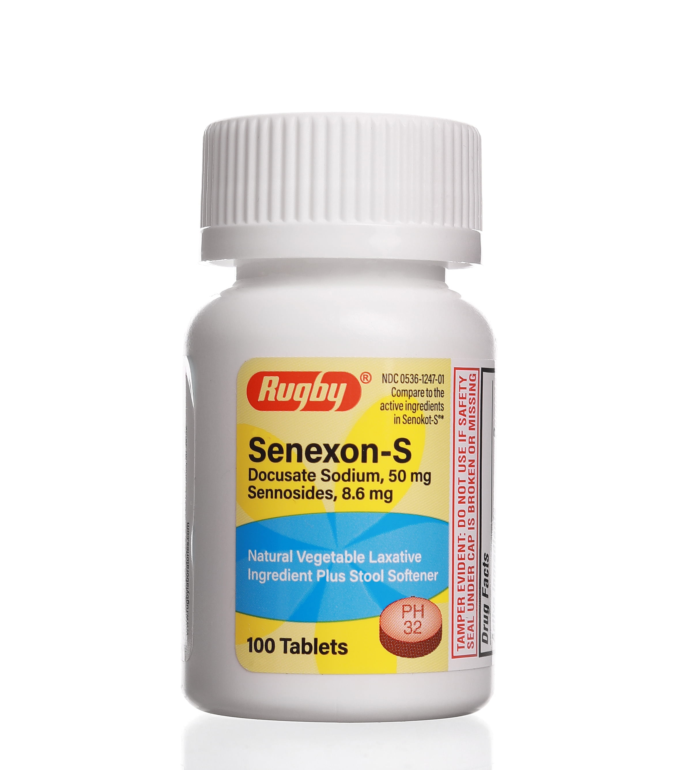 Rugby senexon s docusate sodium stool softener tablets orange 50 mg