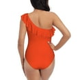 thumbnail image 5 of Goofa Orange Pattern Women's One Piece Swimsuits Tummy Control Bathing Suits Asymmetric One Shoulder Swimwear-XX-Large, 5 of 6