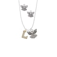 thumbnail image 2 of Delight Jewelry Goldtone Crystal Initial - L - Silver tone Guardian Angel Charm Necklace and Stud Earrings, 2 of 4