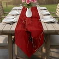 thumbnail image 6 of Red Marble Texture Table Runner Linen Burlap Table Runner 90 Inches Long Vintage Minimalism Abstract Ombre Art Dresser Scarves for Kitchen Island Coffee Dining Party Wedding Holiday Decor 13"x90", 6 of 8