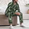 thumbnail image 5 of Mens Pajamas Set, Tropical Palm Leaves1 Button Down Long Sleeve Loungewear Sleepwear Pjs sets for Men, 5 of 5