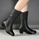 thumbnail image 1 of Botines de mujer Tacón alto Casual Moda femenina Plataforma Tacón de cuña Cremallera lateral Media pantorrilla Zapatos negros Wmkox8yii sa3219, 1 of 7